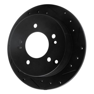 Hyundai Tucson Brake Rotor (1) - Rear Right - R1 Concepts - Drilled & Slotted - Black - `01-`10